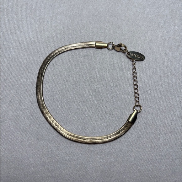 Atolea Kauai Gold-Tone Stainless Steel Herringbone Waterproof Bracelet - Picture 2 of 7